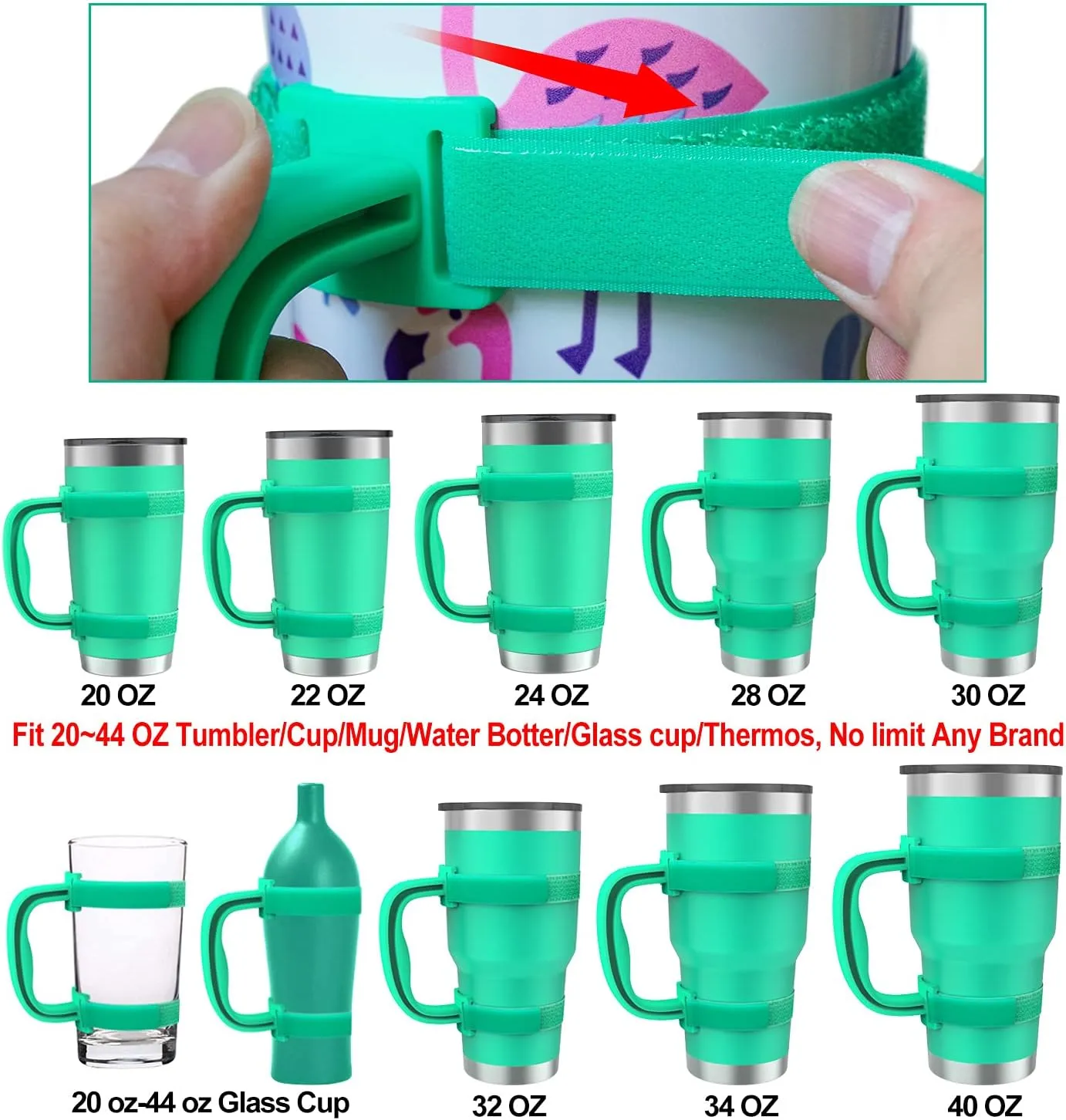 20 Oz 30 Oz 40 Oz Tumbler Handle Adjustable Fit for YETI, RTIC, Ozark Trail, Travel Mug Cup, SIC, Rambler, and All Brands Tumbler Cup