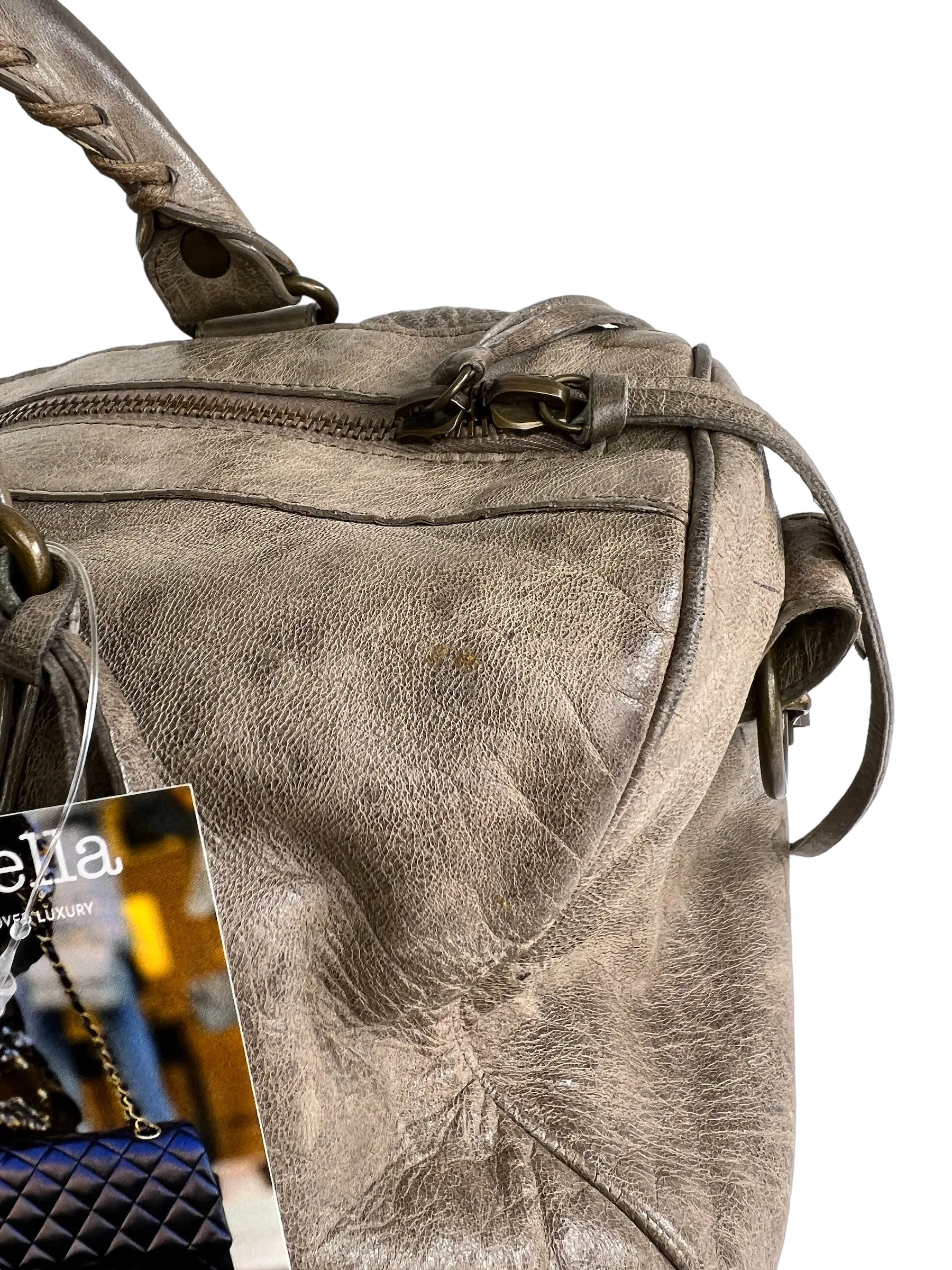 Balenciaga Grey Distressed Leather City Tote