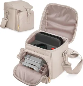 Camera Sling Bag Compatible with Polaroid Now 2nd Instant Camera, Crossbody Bag with Adjustable Strap, Light Tan