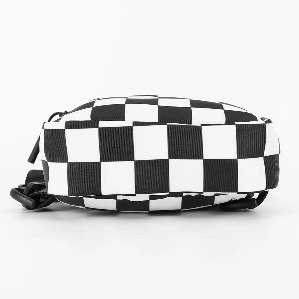 Checkered Sling Bag for Women, Checkered Crossbody Bags Small Chest Bag Trendy Waist Bag Fanny Packs for Men and Women (BLACK)
