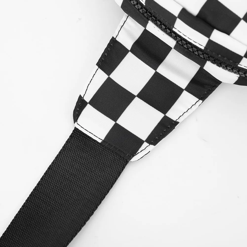 Checkered Sling Bag for Women, Checkered Crossbody Bags Small Chest Bag Trendy Waist Bag Fanny Packs for Men and Women (BLACK)