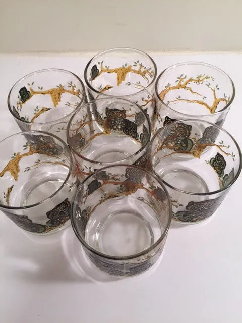 Classic 1970's Retro Owl Short Glasses (Set of 7)