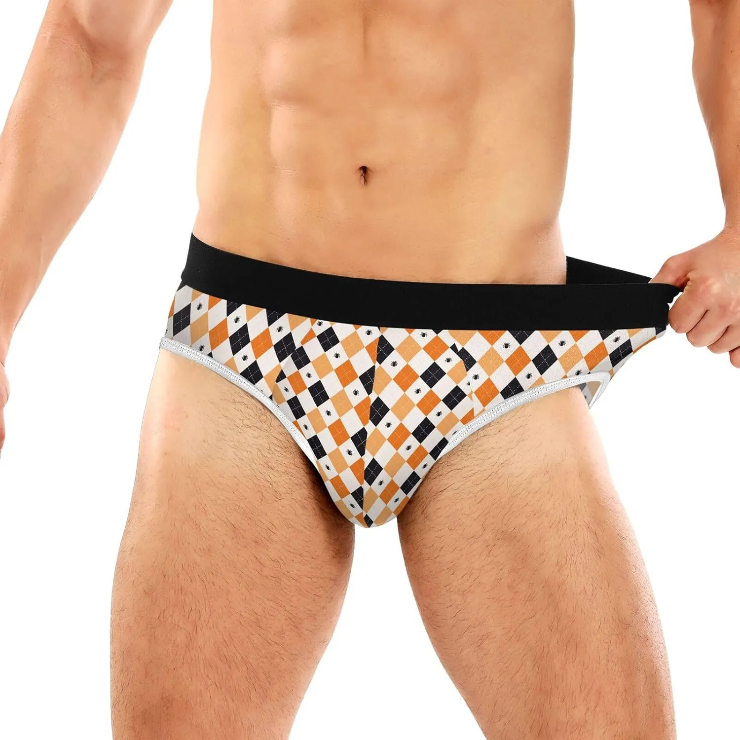 Classic Men's Briefs Underwear Buffalo Plaid Spider Checkered Breathable and Soft Comfort Triangle Underwear S-3XL