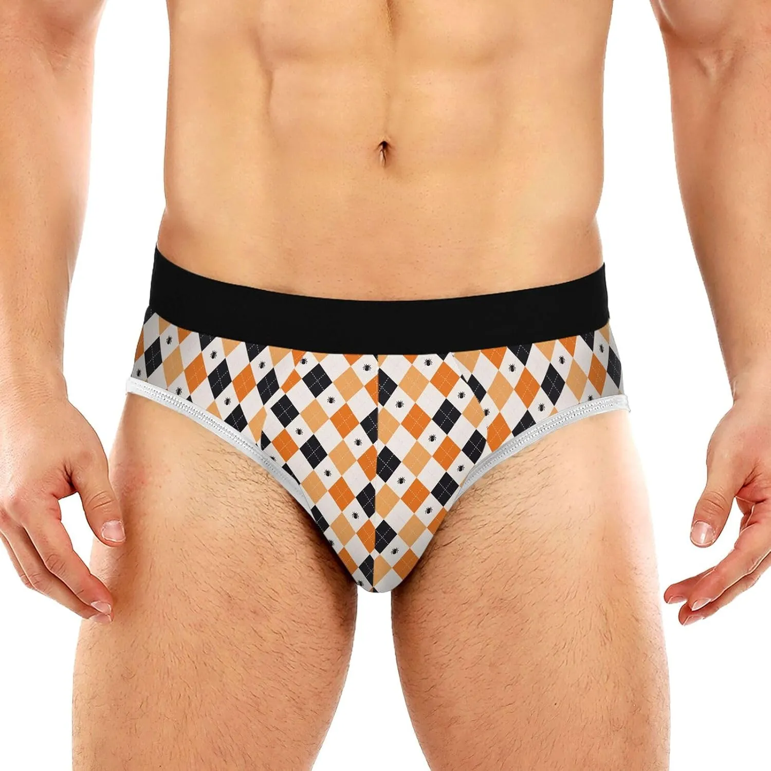 Classic Men's Briefs Underwear Buffalo Plaid Spider Checkered Breathable and Soft Comfort Triangle Underwear S-3XL