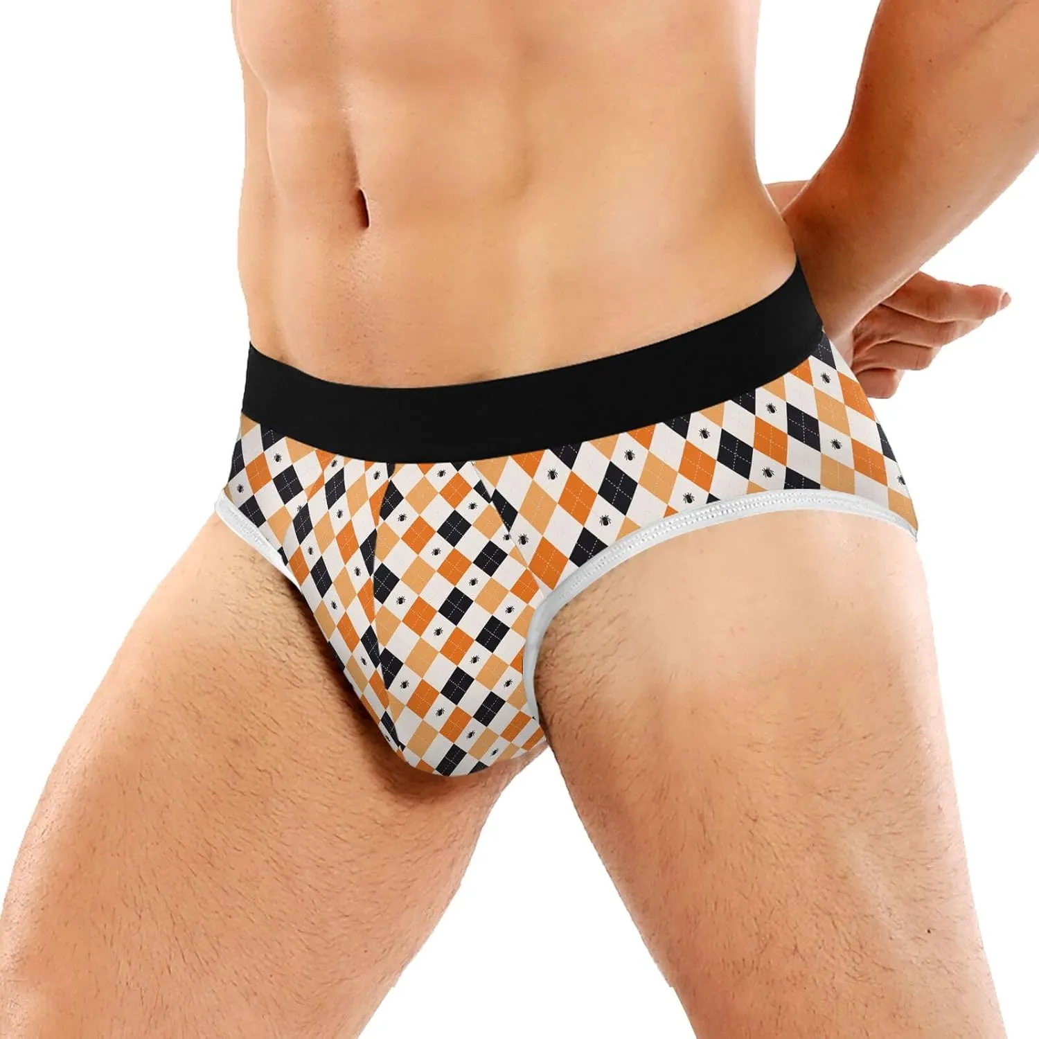 Classic Men's Briefs Underwear Buffalo Plaid Spider Checkered Breathable and Soft Comfort Triangle Underwear S-3XL