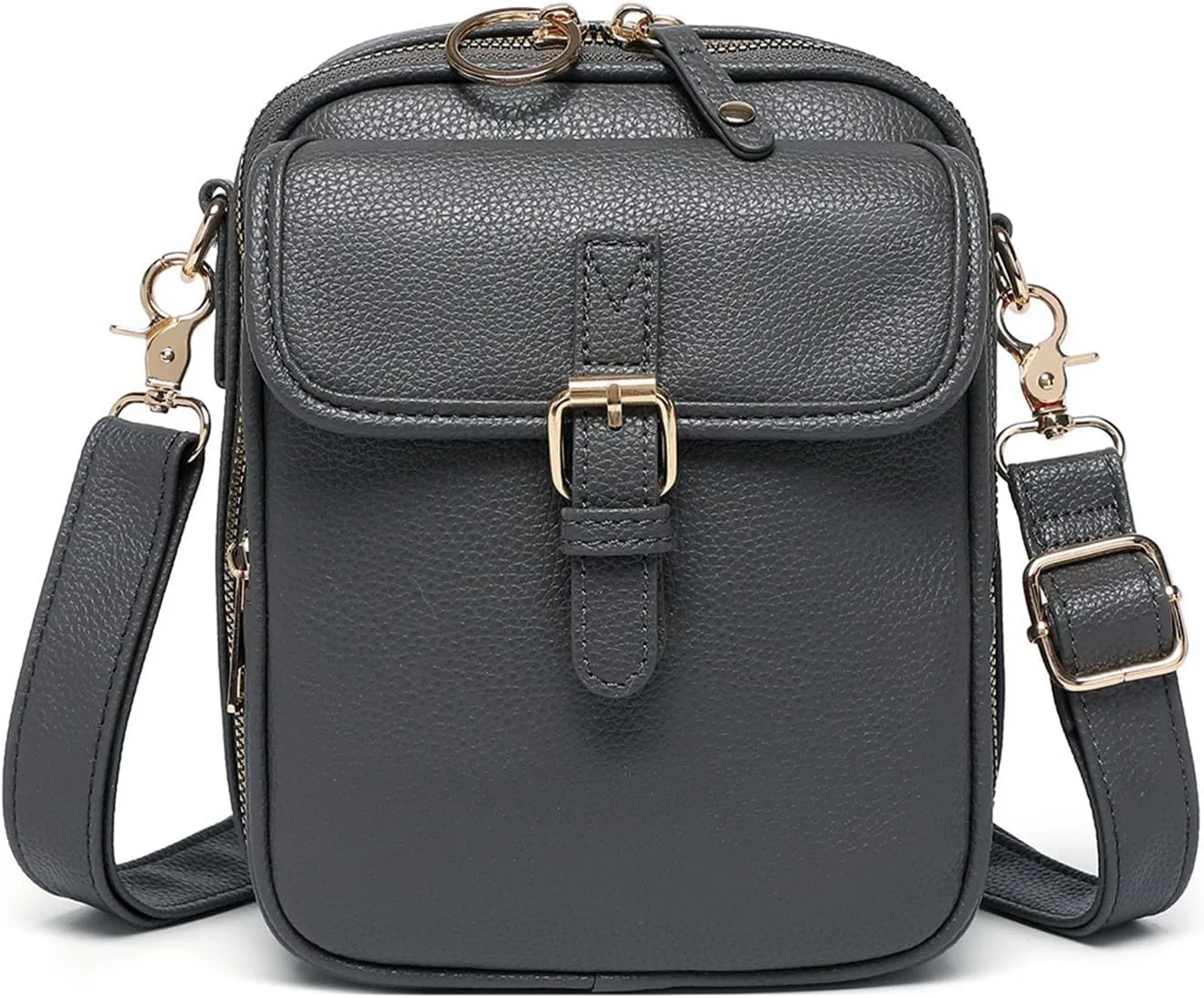 CollaboratenVegan Leather Crossbody Bag - Double Layer Large Capacity Anti-Theft Mini Messenger Bag for Women/Men