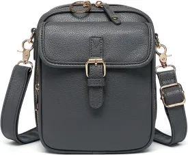 CollaboratenVegan Leather Crossbody Bag - Double Layer Large Capacity Anti-Theft Mini Messenger Bag for Women/Men