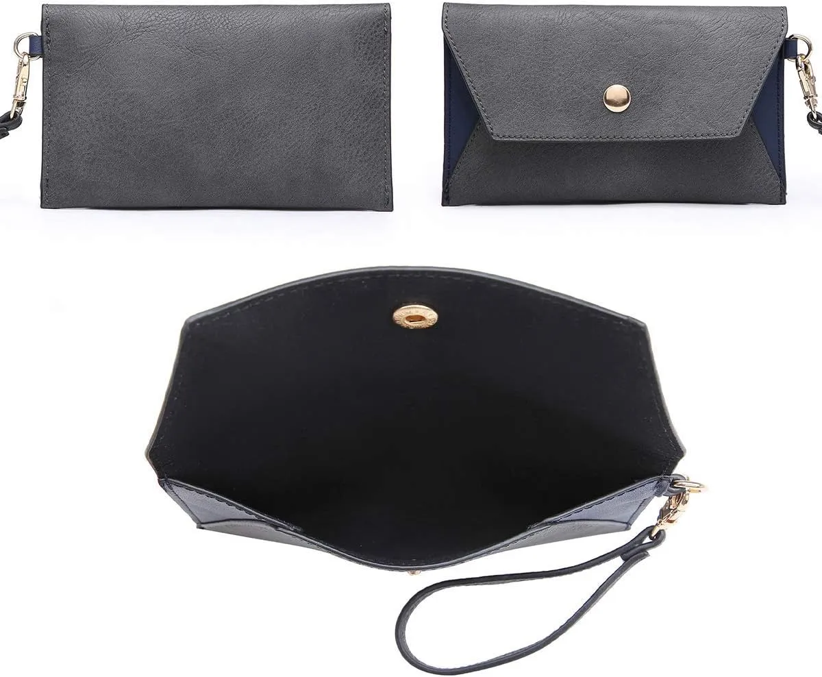 Dasein Women Two Tone Handbag Purse Top Handle Shoulder Bag Tote Hobo Work Bag w/Matching Clutch