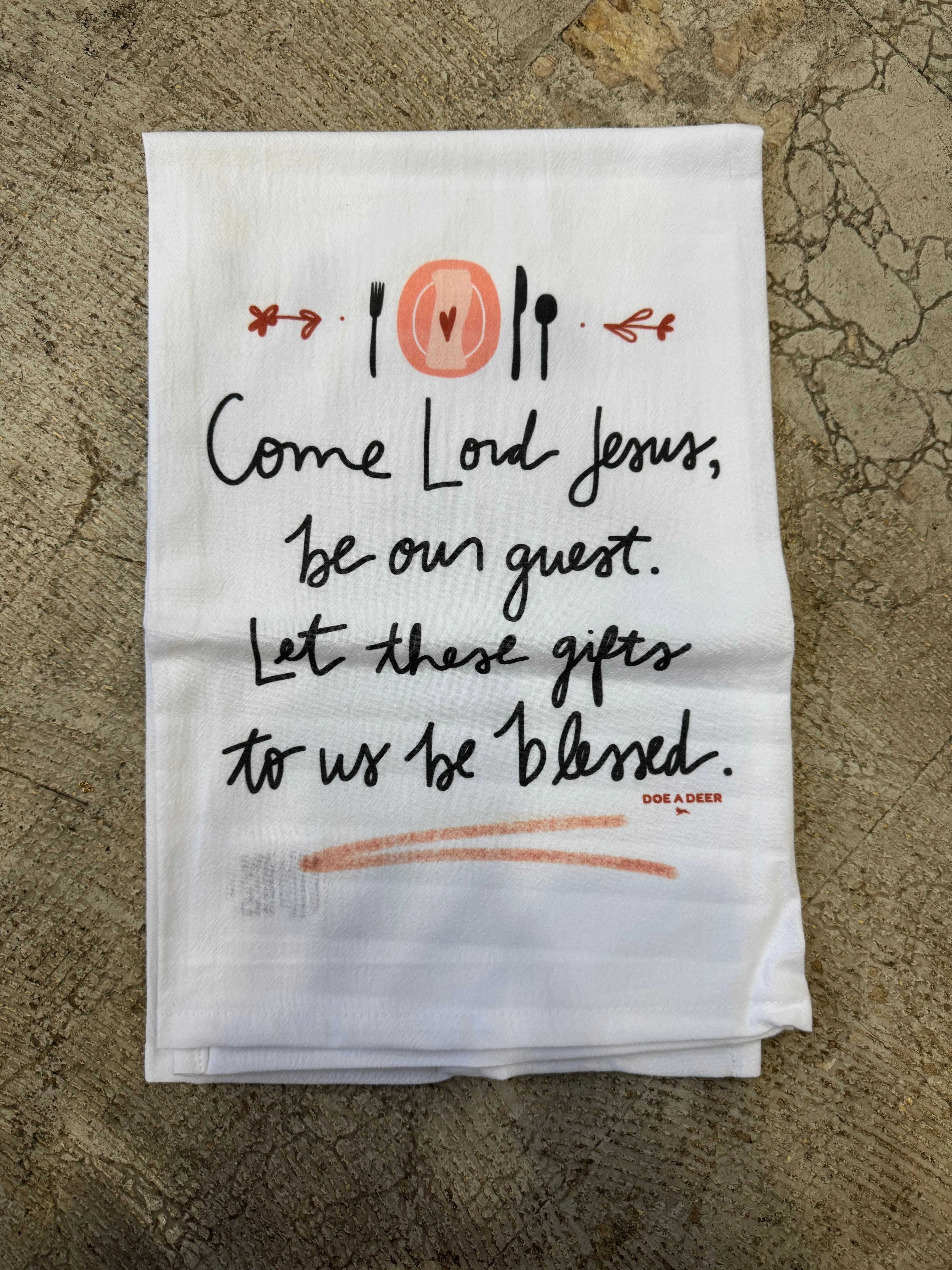 Doe Deer Come Lord Jesus Tea Towel