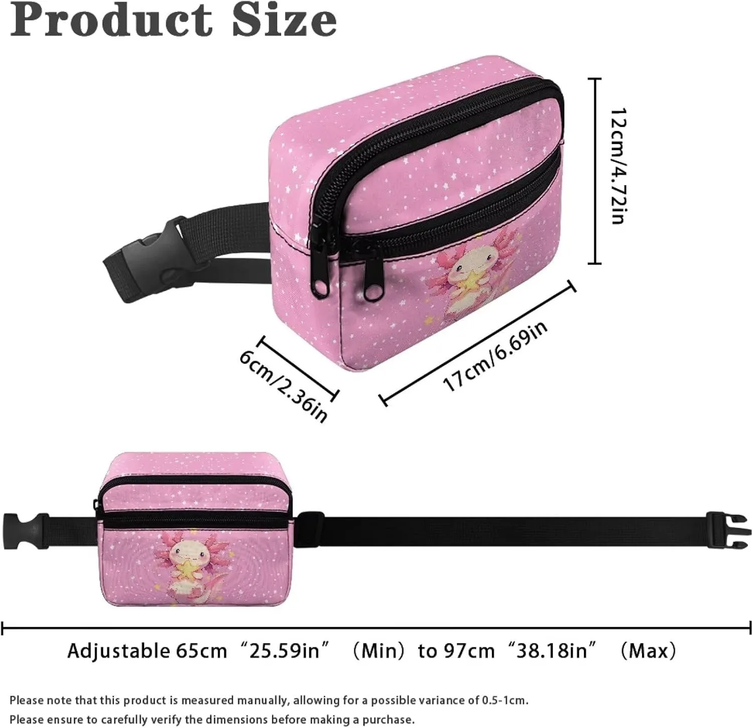 FOR U DESIGNS Kids Fanny Pack for Girls Axolotl Fanny Packs with Adjustable Strap Cute Crossbody Bag Small Belt Bag for Runing Hiking Fashion Waist Packs