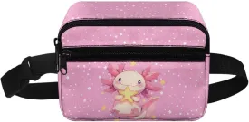 FOR U DESIGNS Kids Fanny Pack for Girls Axolotl Fanny Packs with Adjustable Strap Cute Crossbody Bag Small Belt Bag for Runing Hiking Fashion Waist Packs