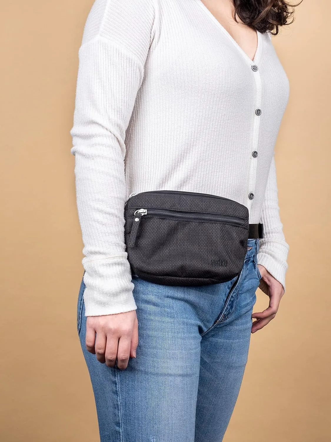 Haiku Hopper | Waist, Hip, Fanny Pack, Belt Bag Purse | with adjustable belt Clip | Black in Bloom