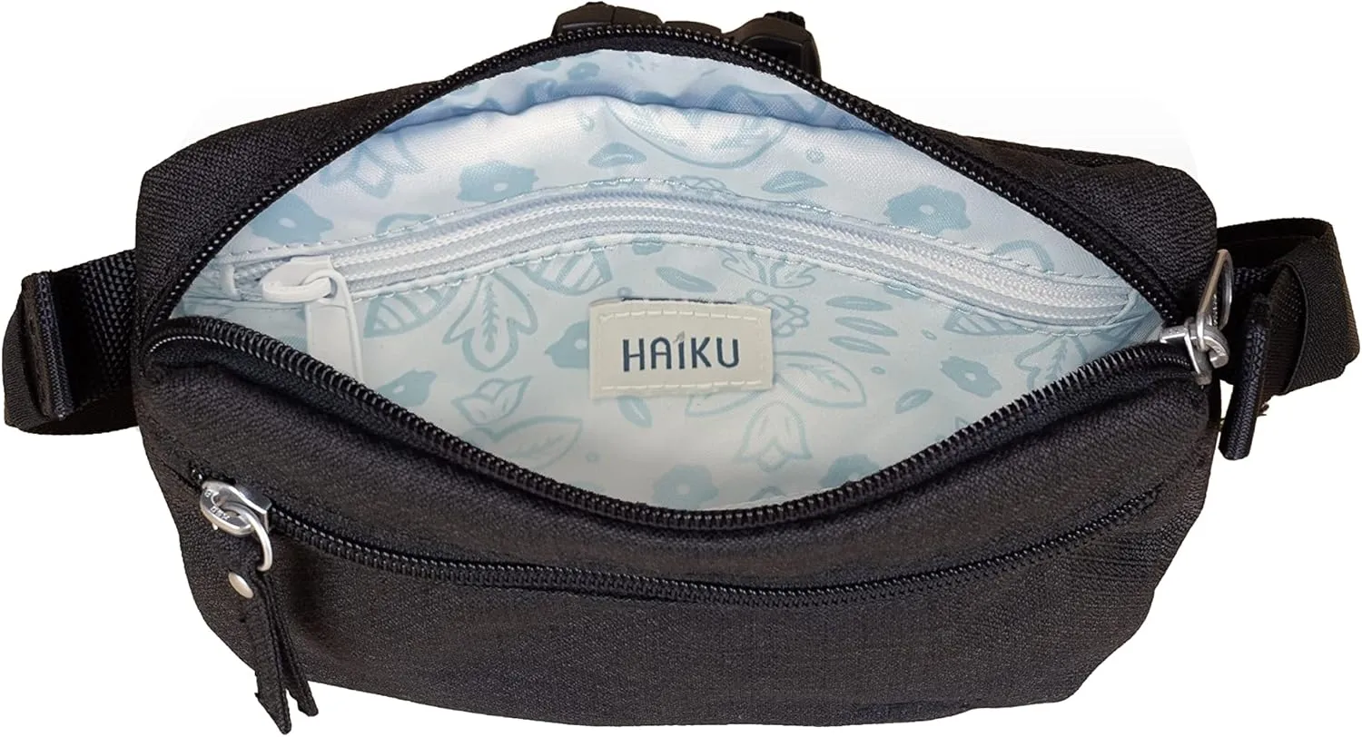 Haiku Hopper | Waist, Hip, Fanny Pack, Belt Bag Purse | with adjustable belt Clip | Black in Bloom