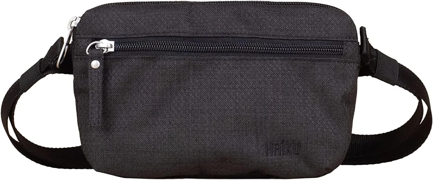 Haiku Hopper | Waist, Hip, Fanny Pack, Belt Bag Purse | with adjustable belt Clip | Black in Bloom