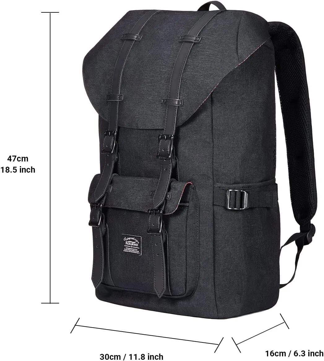 KAUKKO Travel Laptop Backpack, Outdoor Rucksack, Causal backpack Fits 15.6"(Linen Black2pcs)