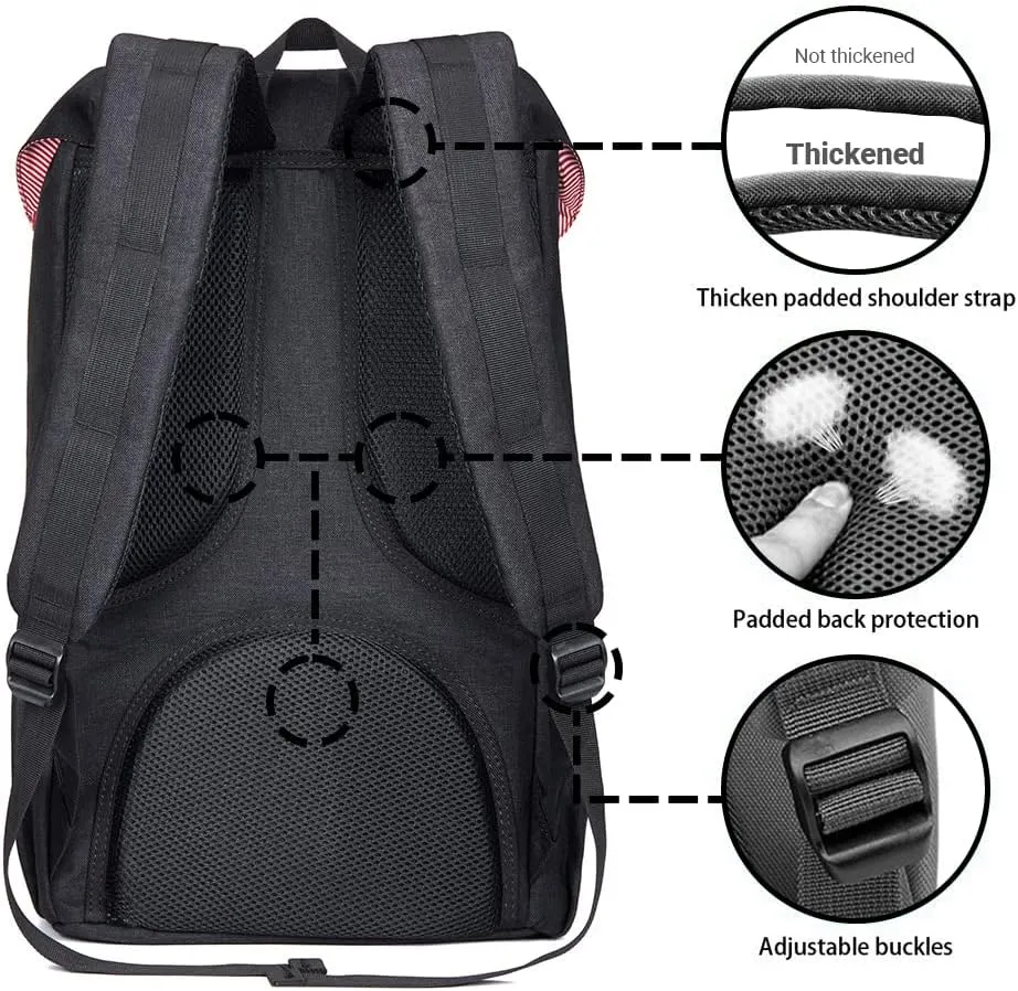 KAUKKO Travel Laptop Backpack, Outdoor Rucksack, Causal backpack Fits 15.6"(Linen Black2pcs)