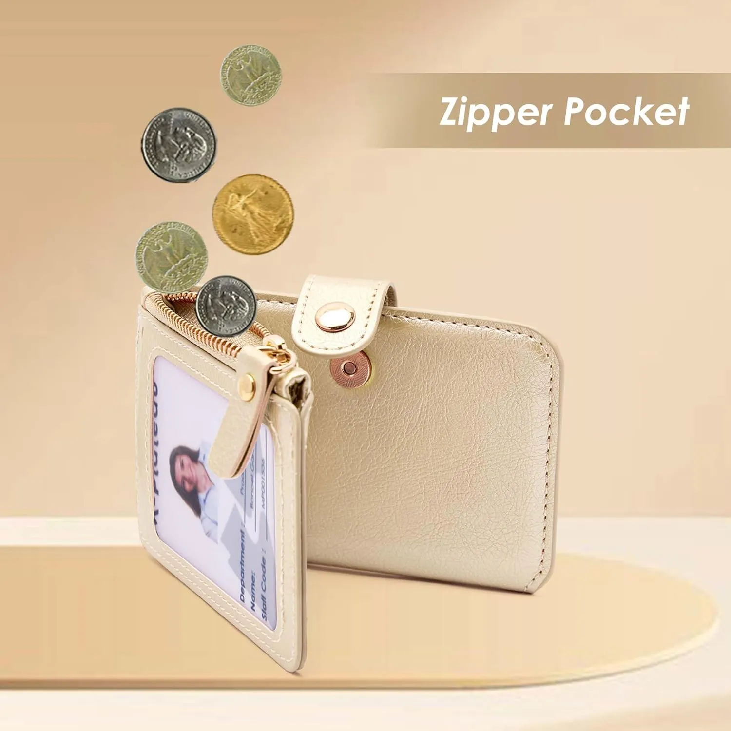 Keychain wallet, Rfid Blocking Credit Card Holder Leather, Zipper Card Case for Women