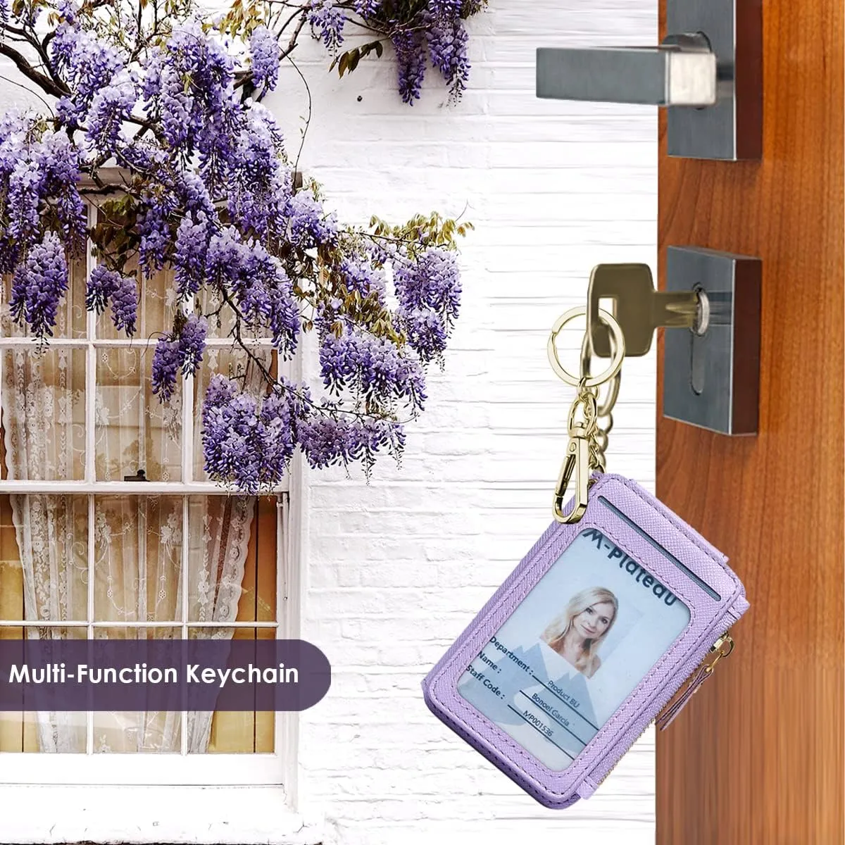 Keychain wallet, Rfid Blocking Credit Card Holder Leather, Zipper Card Case for Women