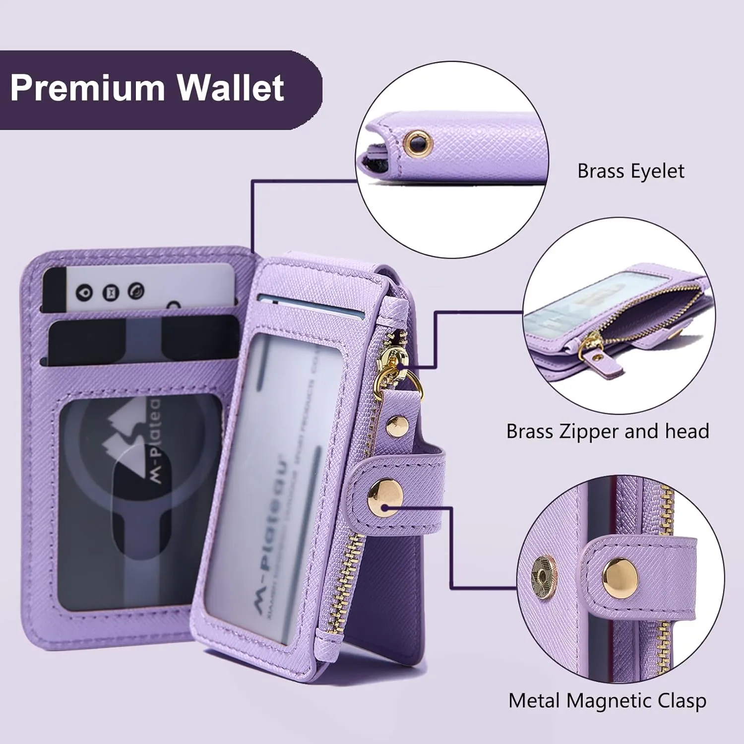 Keychain wallet, Rfid Blocking Credit Card Holder Leather, Zipper Card Case for Women