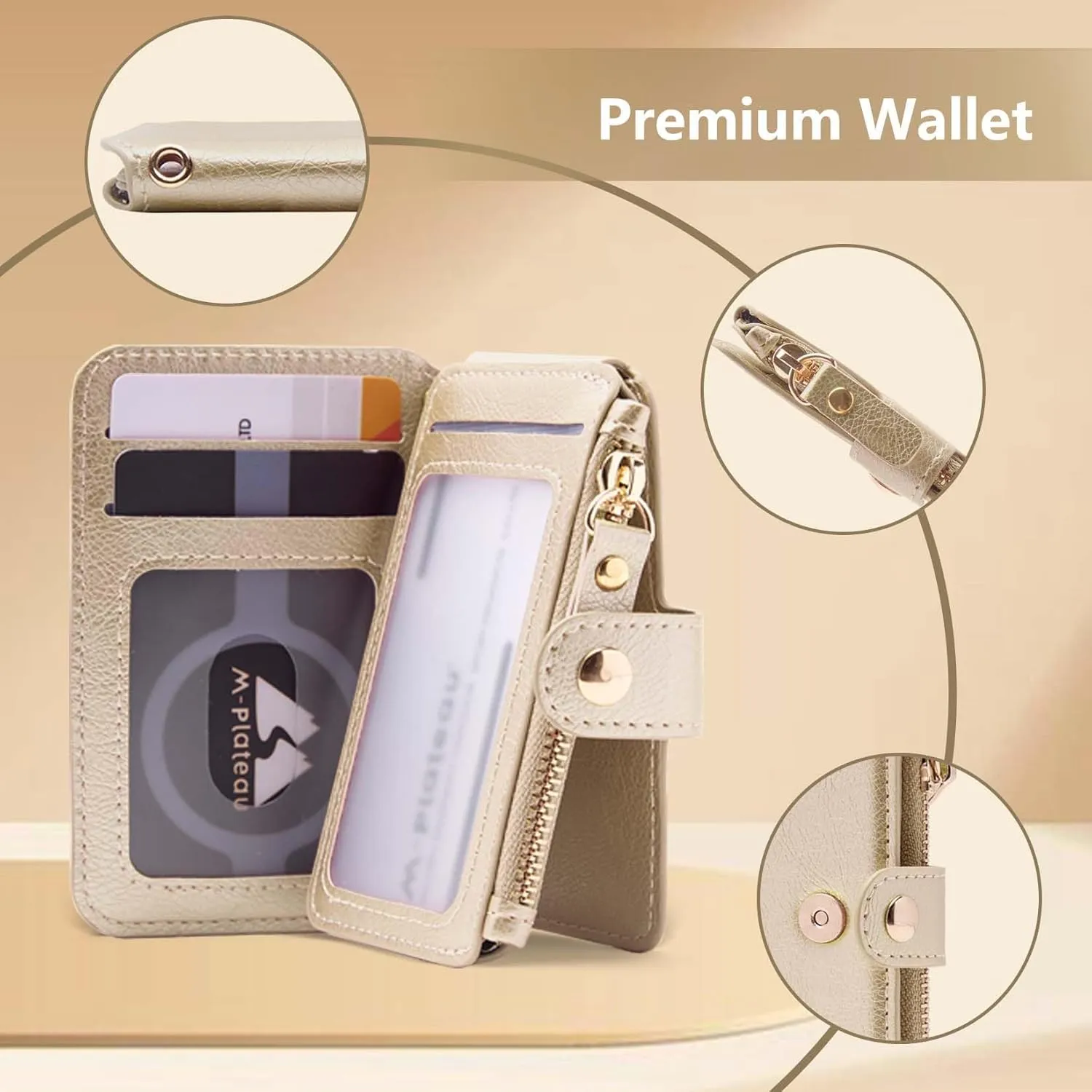 Keychain wallet, Rfid Blocking Credit Card Holder Leather, Zipper Card Case for Women