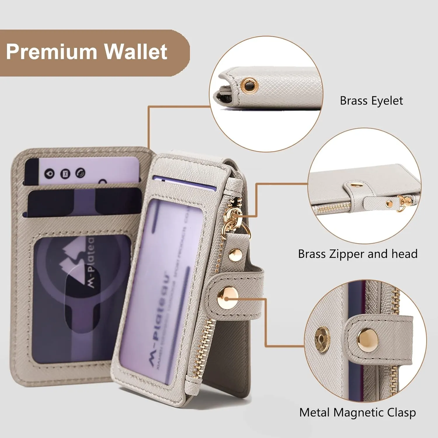 Keychain wallet, Rfid Blocking Credit Card Holder Leather, Zipper Card Case for Women