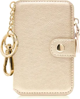 Keychain wallet, Rfid Blocking Credit Card Holder Leather, Zipper Card Case for Women