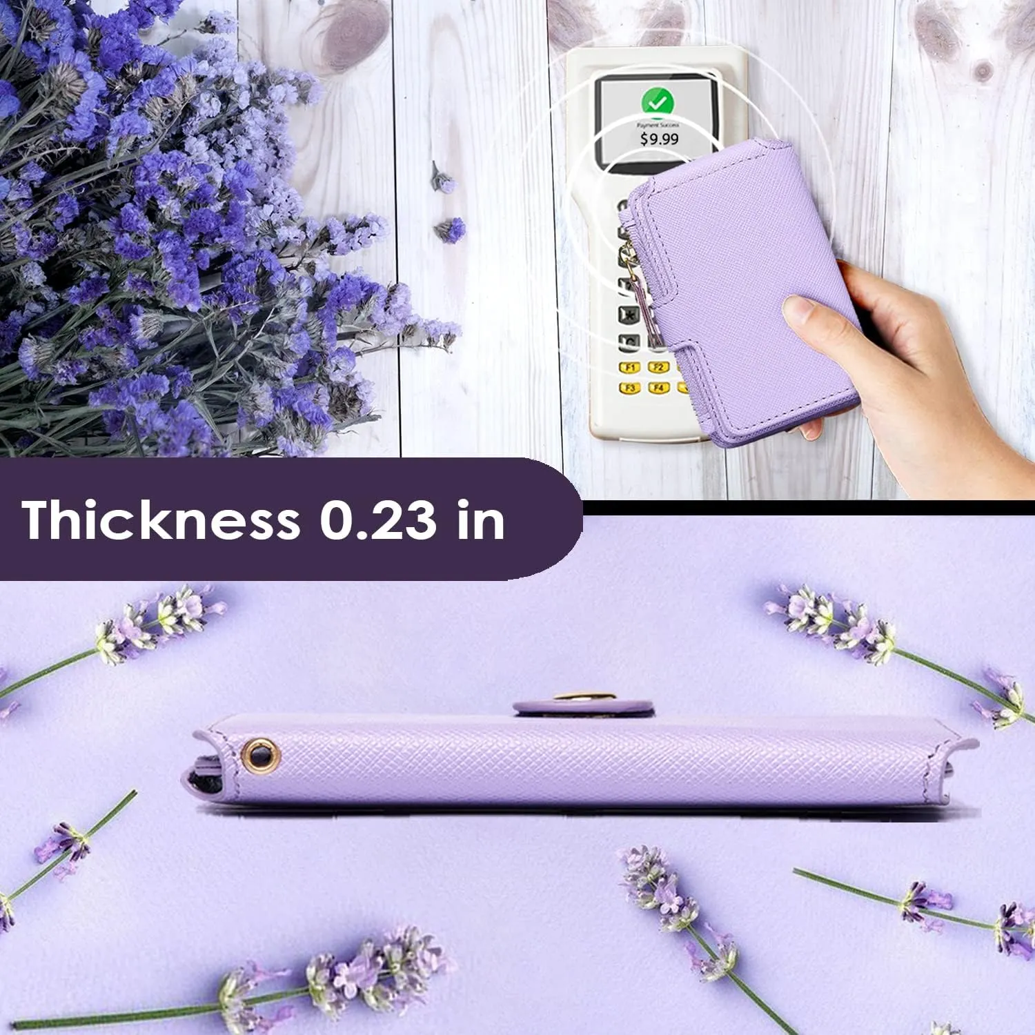 Keychain wallet, Rfid Blocking Credit Card Holder Leather, Zipper Card Case for Women