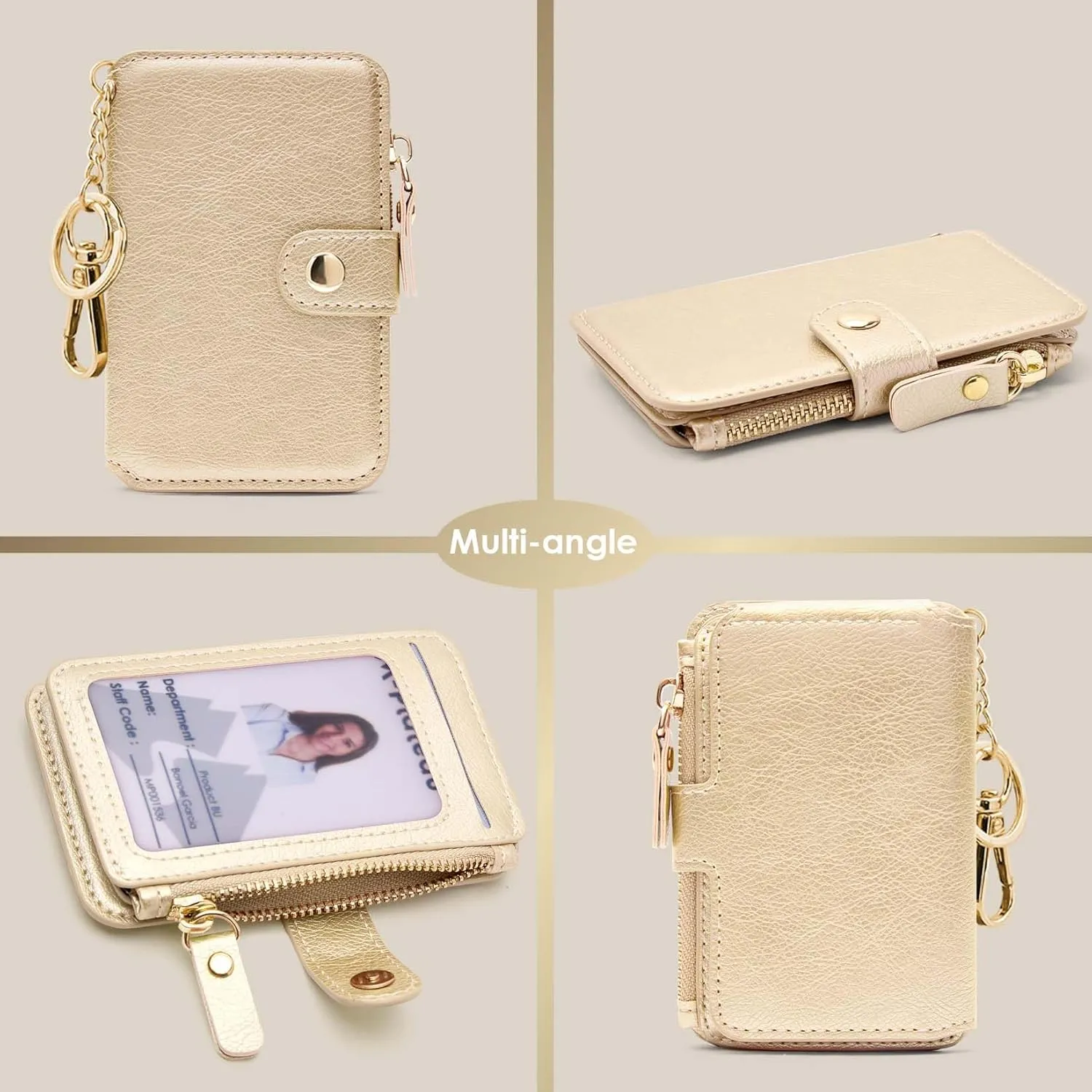 Keychain wallet, Rfid Blocking Credit Card Holder Leather, Zipper Card Case for Women