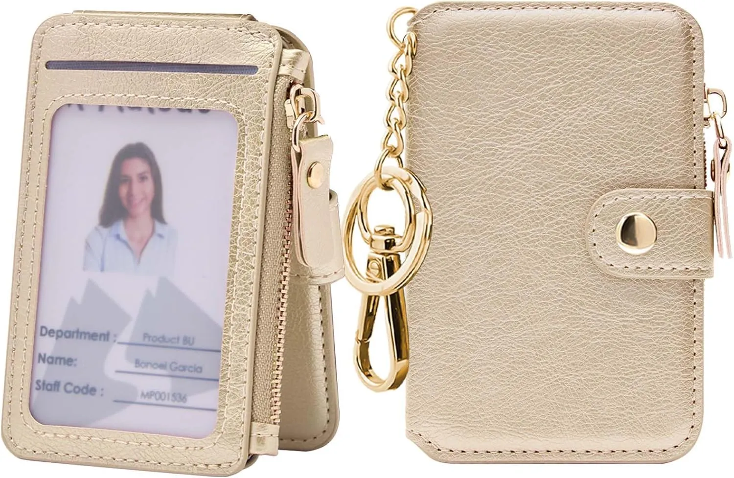Keychain wallet, Rfid Blocking Credit Card Holder Leather, Zipper Card Case for Women