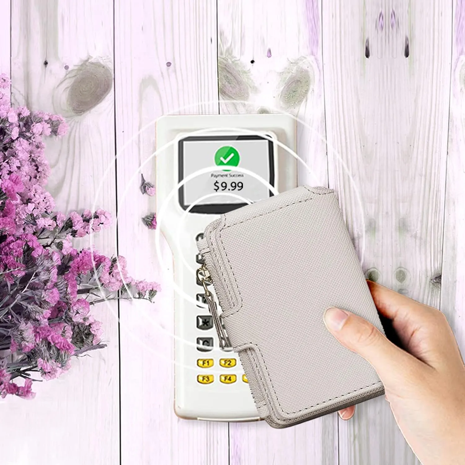 Keychain wallet, Rfid Blocking Credit Card Holder Leather, Zipper Card Case for Women