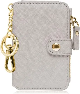 Keychain wallet, Rfid Blocking Credit Card Holder Leather, Zipper Card Case for Women