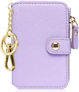 Keychain wallet, Rfid Blocking Credit Card Holder Leather, Zipper Card Case for Women