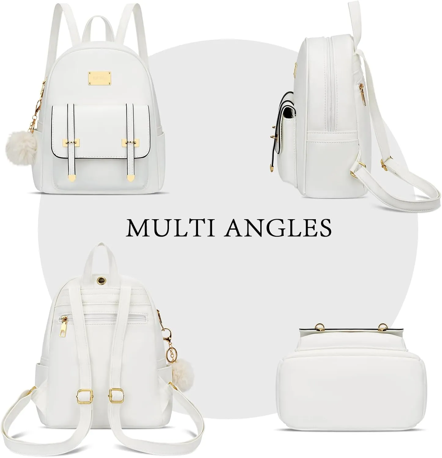 KKXIU 3pcs Fashion Small Synthetic Leather Backpack Purse Cute Mini Bookbag for Women and Girls