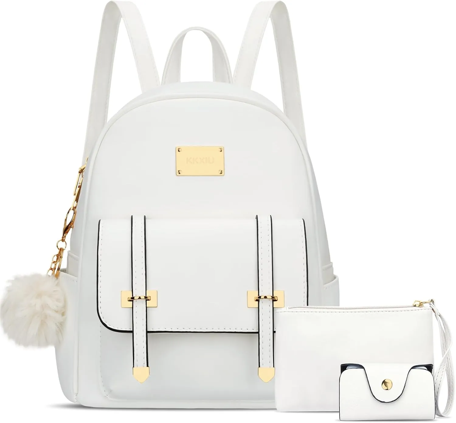 KKXIU 3pcs Fashion Small Synthetic Leather Backpack Purse Cute Mini Bookbag for Women and Girls