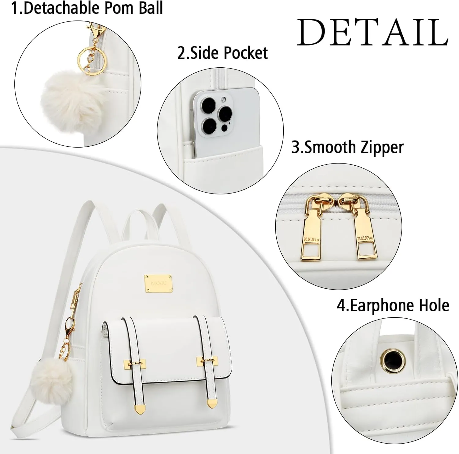 KKXIU 3pcs Fashion Small Synthetic Leather Backpack Purse Cute Mini Bookbag for Women and Girls