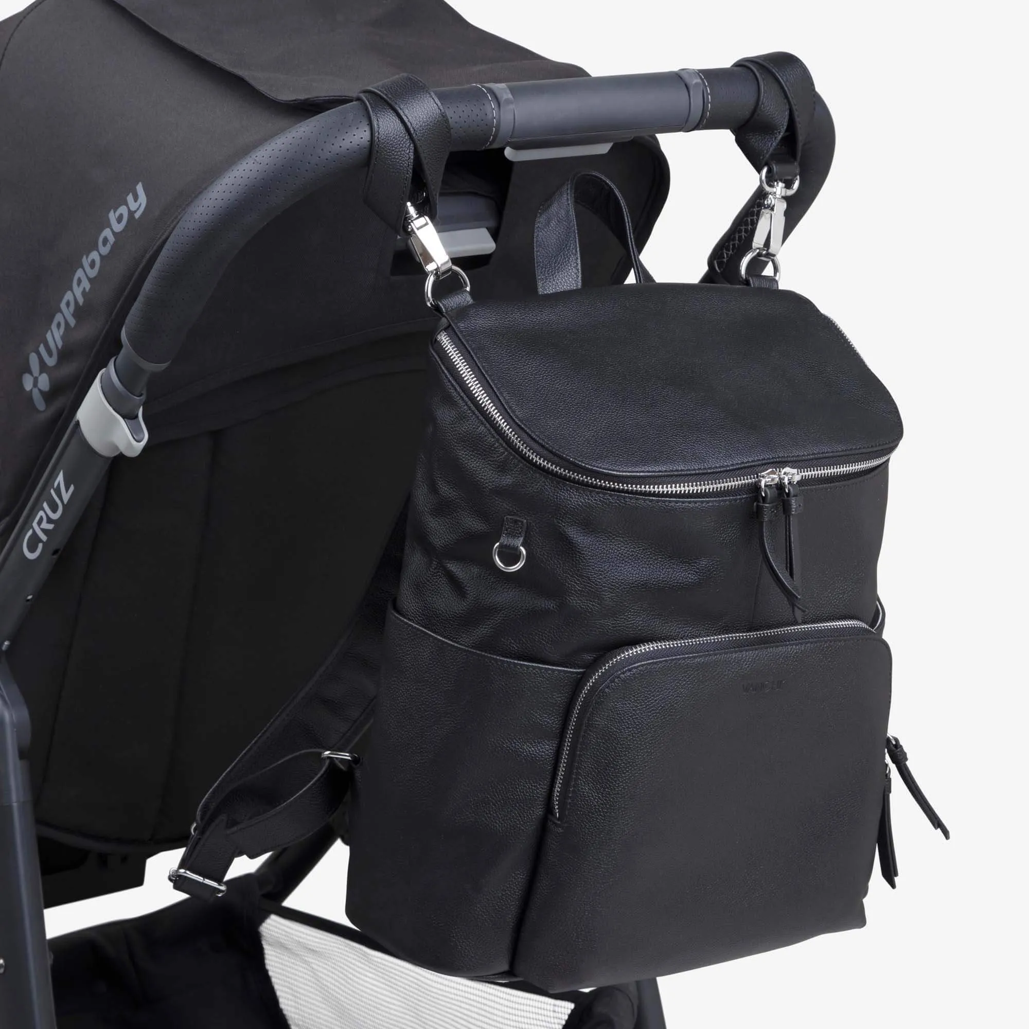 Leather  Pram Clips - Black