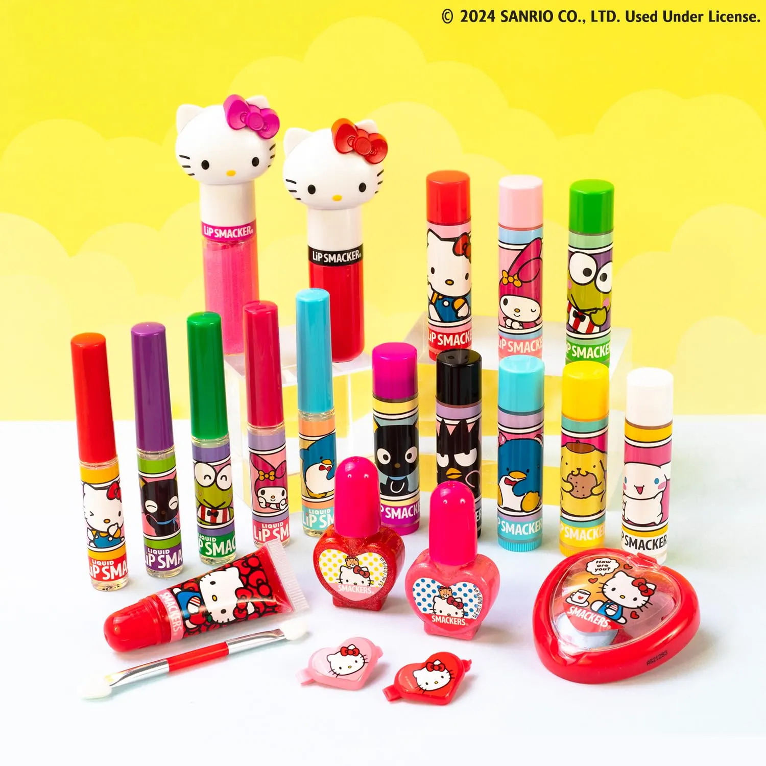 Lip Smacker Lippy Pals Swirls, Sanrio Hello Kitty, Flavored Moisturizing & Smoothing Soft Shine Lip Balm, Hydrating & Protecting Fun Tasty Glossy Finish, Cruelty-Free & Vegan - Cheerful Cherry, Kiwi