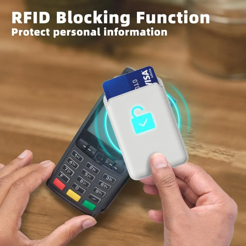 Magnetic Wallet for iPhone, Leather Magnetic Phone Wallet Mag RFID, 3 Card Holder for iPhone 16/15/14/13/12 Series, White