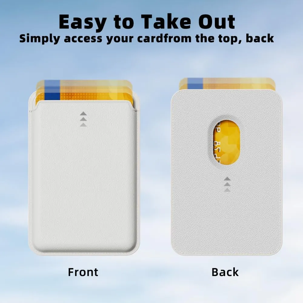 Magnetic Wallet for iPhone, Leather Magnetic Phone Wallet Mag RFID, 3 Card Holder for iPhone 16/15/14/13/12 Series, White