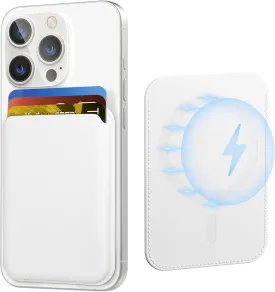 Magnetic Wallet for iPhone, Leather Magnetic Phone Wallet Mag RFID, 3 Card Holder for iPhone 16/15/14/13/12 Series, White