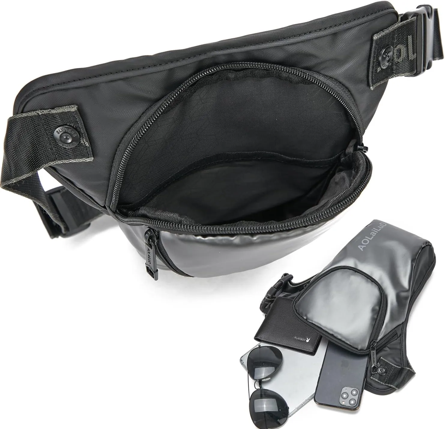 Motorcycle Drop Leg Bag Tactical Waist Pack for Men Women Hip Bum Fanny Belt Pouch Outdoor Travel Hiking Cycling Oxford Thigh Bag Daypack (Black)