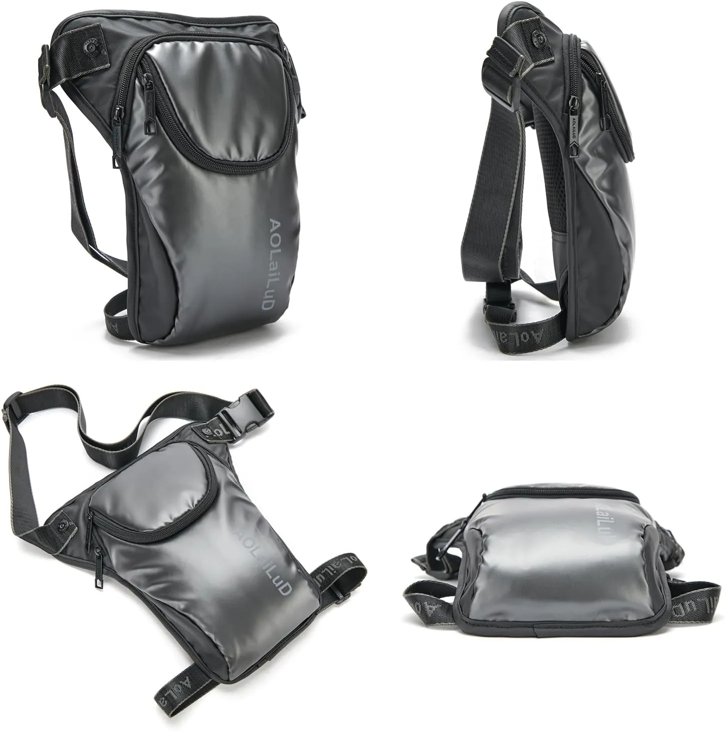 Motorcycle Drop Leg Bag Tactical Waist Pack for Men Women Hip Bum Fanny Belt Pouch Outdoor Travel Hiking Cycling Oxford Thigh Bag Daypack (Black)