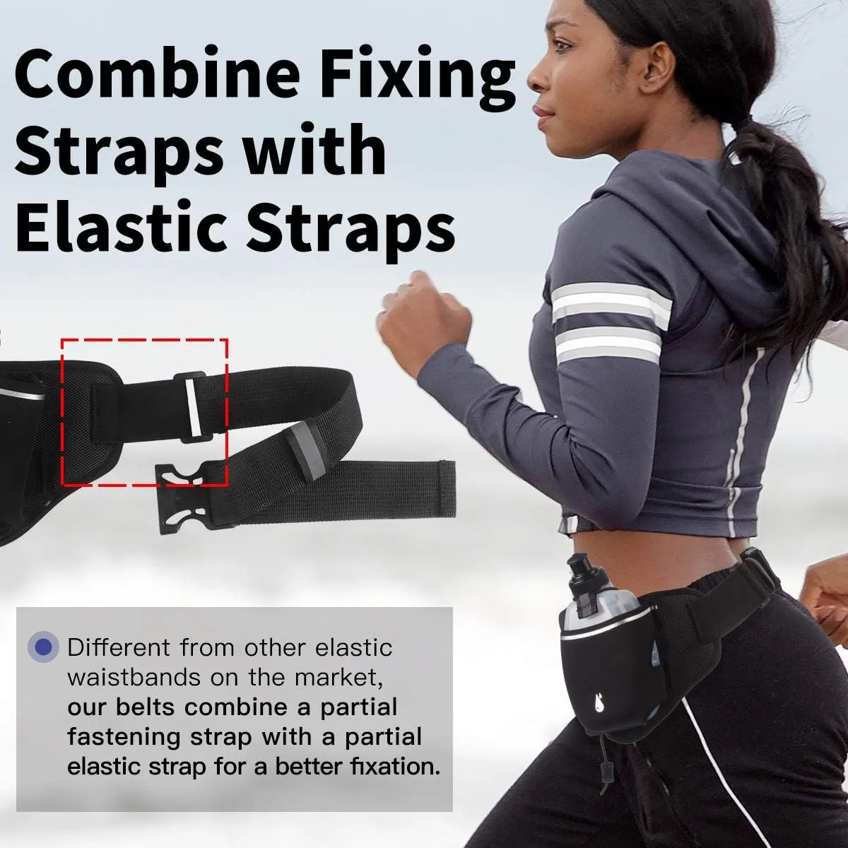PYFK Upgraded Running Belt with Water Bottles, Hydration Belt for Men and Women, Water Bottle Holder Running Pouch Belt, Fanny Pack Fits 7 inches Phones, Waist pack for Running Hiking Climbing