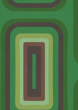 Retro Oblong Geometric wallpaper - Emerald   Brown