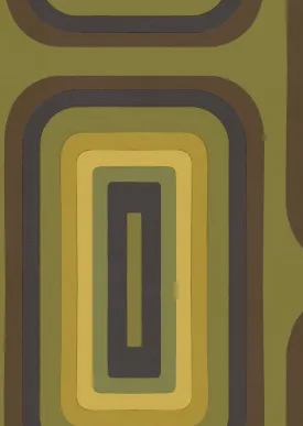 Retro Oblong Geometric wallpaper - Olive   Yellow