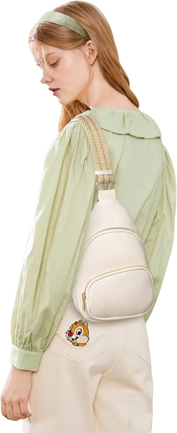 Small Sling Bag for Women, Vegan Leather Crossbody Fanny Packs Chest Bag With Guitar Strap