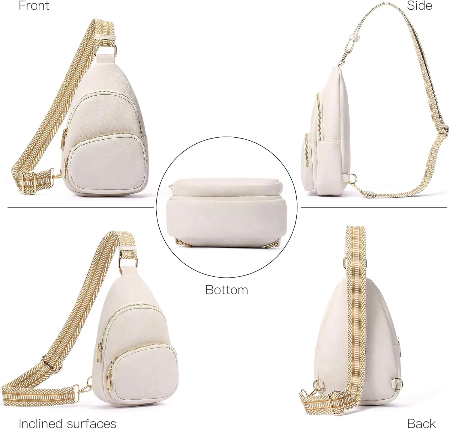 Small Sling Bag for Women, Vegan Leather Crossbody Fanny Packs Chest Bag With Guitar Strap