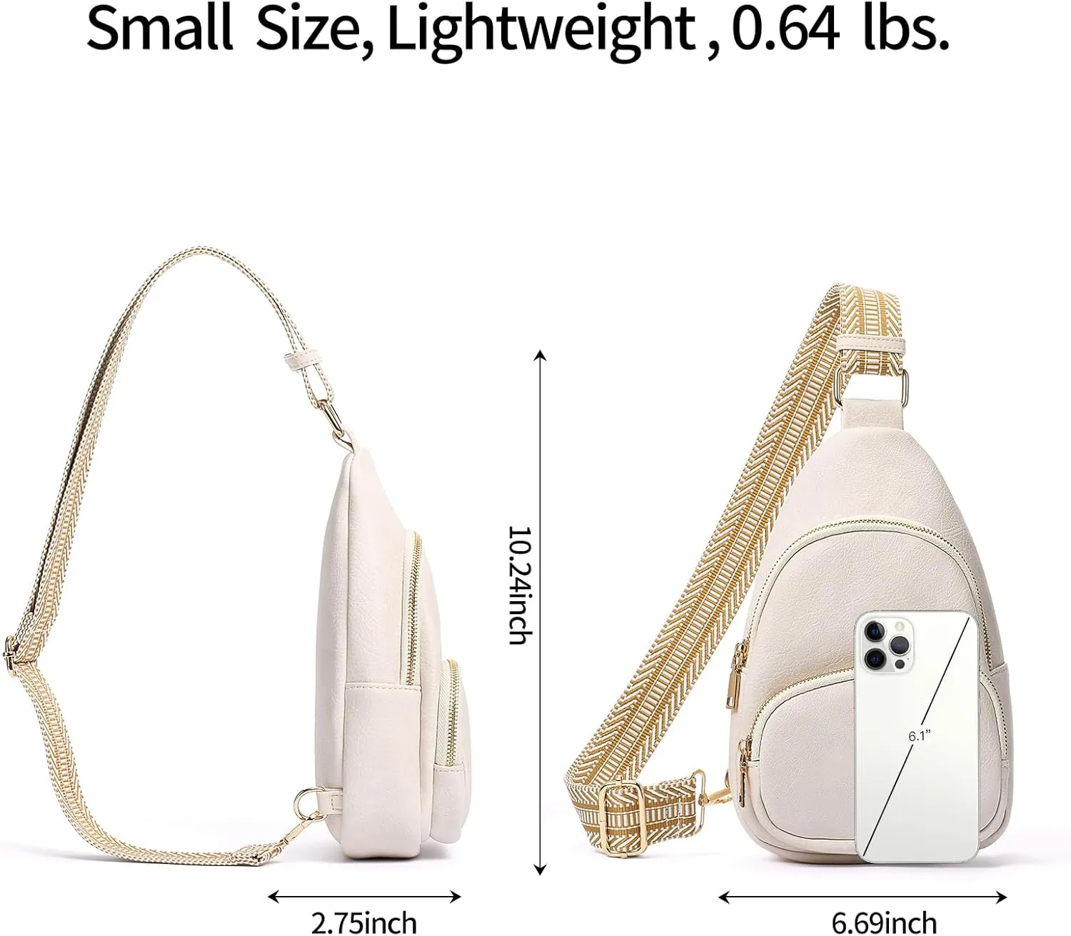 Small Sling Bag for Women, Vegan Leather Crossbody Fanny Packs Chest Bag With Guitar Strap