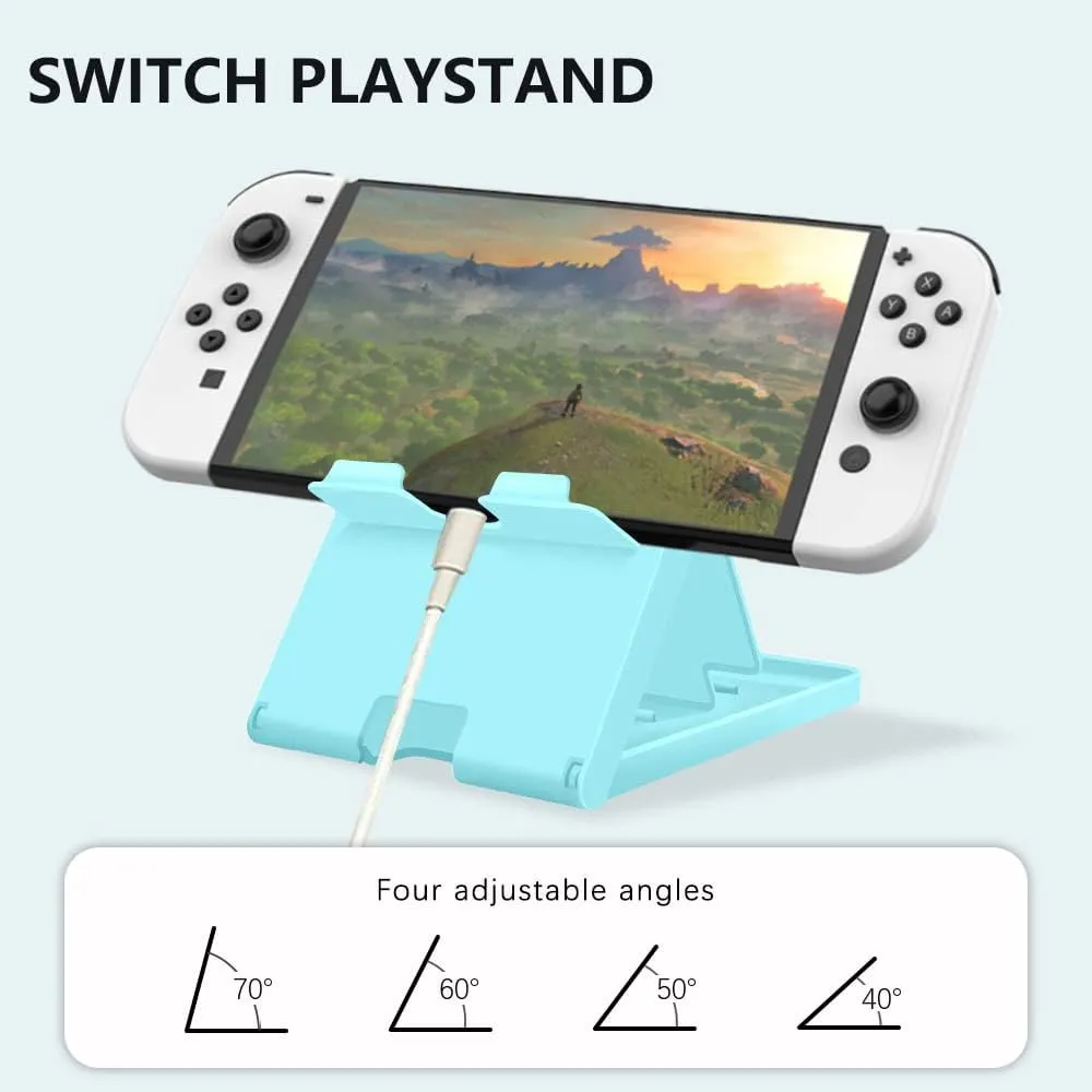 Stand Compatible with Nintendo Switch, Adjustable Switch Playstand, Foldable Phone Stand for Desk, Compact & Portable Switch Holder Accessories (Blue)