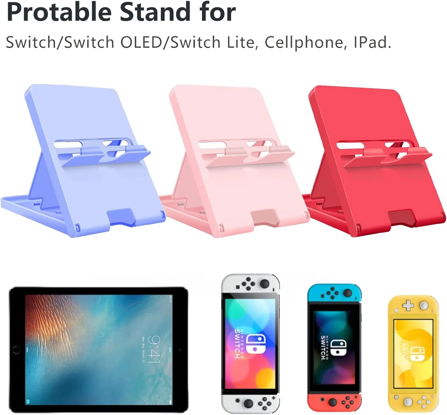 Stand Compatible with Nintendo Switch, Adjustable Switch Playstand, Foldable Phone Stand for Desk, Compact & Portable Switch Holder Accessories (Blue)